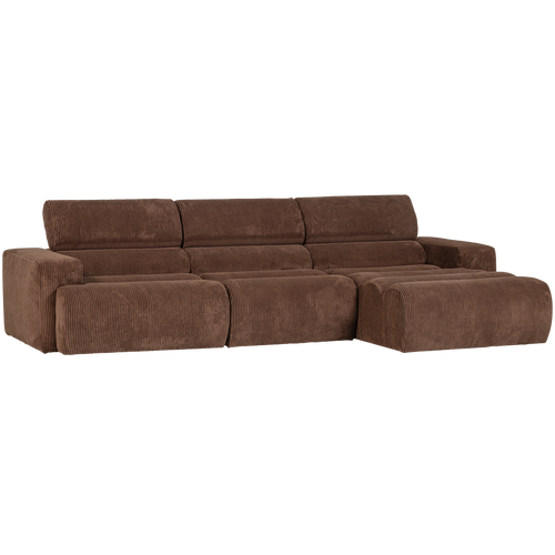 WOOOD chaise longue bank rechts Novi - Ribstof - Grijsbruin - vtwonen shop
