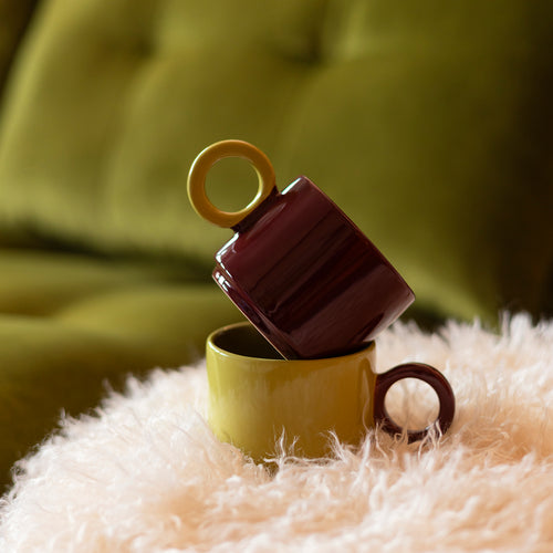Ona - Beker 28cl burgundy pink/mustard yellow Lou