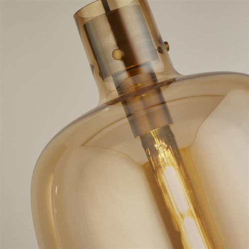 Searchlight Barrel hanglamp, messing, amberkleurig glas
