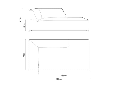 Micadoni - Linker meridiaan "Ruby" ribfluwelen, groente - 180x93x69cm