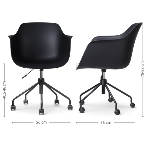 Nolon Nout-Puk Bureaustoel Zwart - met Armleuning - Zwart Onderstel - vtwonen shop