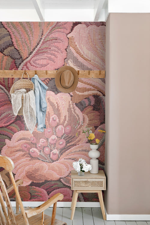 ESTAhome fotobehang geborduurd bloemmotief roze - 186 x 279 cm - 159509 - vtwonen shop