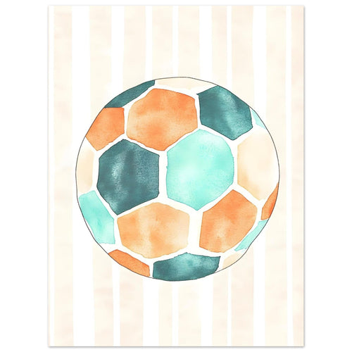 Artfulprints  Blauw oranje voetbal   poster 30x40 cm - vtwonen shop