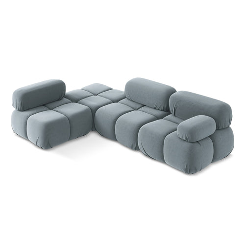 LaMiaSofa hoekbank links Sanremo - velours - lichtblauw - 285x190x70