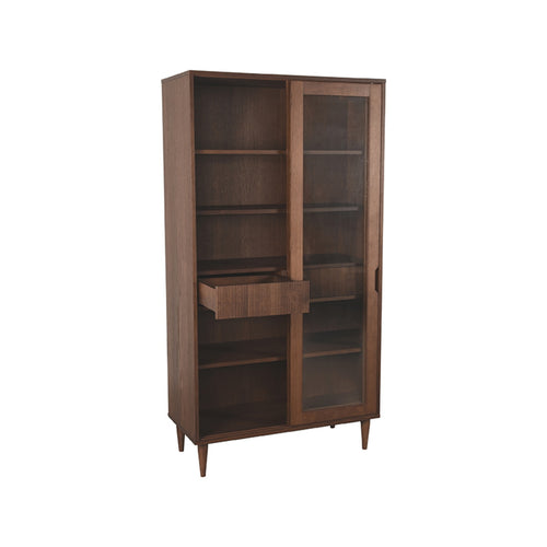 LABEL51 Vitrinekast Jule - Bruin Eikenhout - 100x49x180cm - vtwonen shop