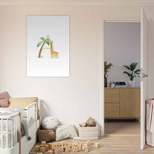 Artfulprints Poster Letter A kindernaam   - A4 21x29.7 cm - Meerkleurig