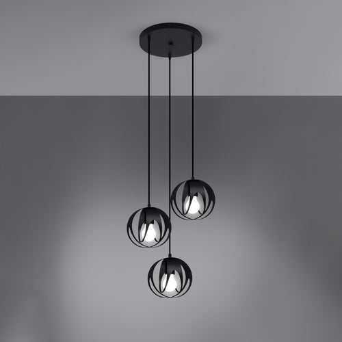 Sollux Lighting Hanglamp TULOS 3P zwart - 30x30x117cm