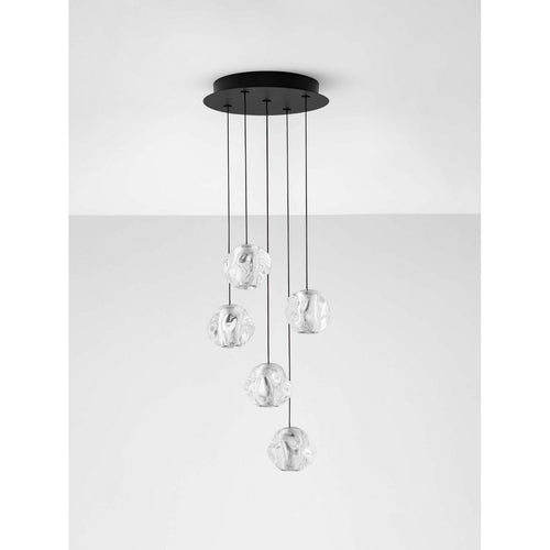 Nova Luce IFOS Hanglamp met clusterdesign, zandkleurig zwart, chroom, Triac dimbare LED 25W 1301lm 3000K