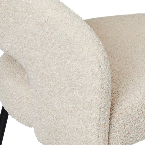 Furnhouse eetkamerstoelen armleuning Natalie - Beige - Stof (Bouclé) - Set van 6