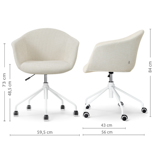 Nolon Nout-Otis Bureaustoel Cottonbeige - Wit Onderstel