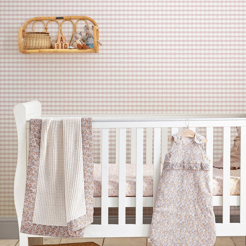Laura Ashley Gingham Behang - Bloemen - 10mx52cm - Roze