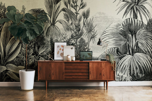 One Wall one Role fotobehang jungle-motief grijs, beige en zwart - 371 x 280 cm - AS-382351 - vtwonen shop