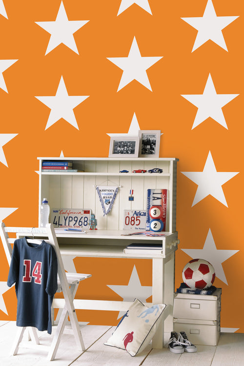 ESTAhome behang sterren oranje en wit - 53 cm x 10.05 m - 115873
