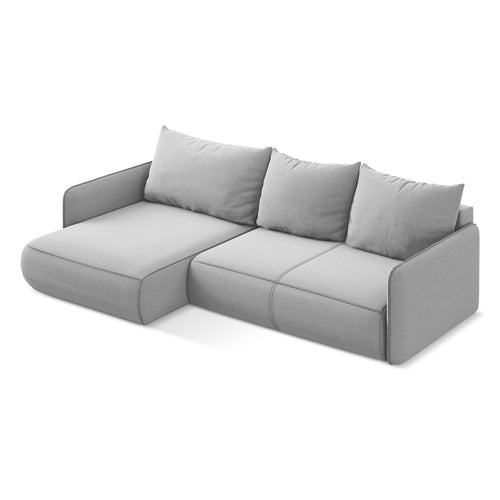 LaMiaSofa hoekbank links Palermo - velours - grijs - 240x148x86