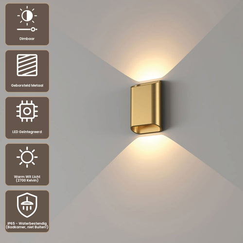 Artdelight Wandlamp Diaz S - Warm Goud