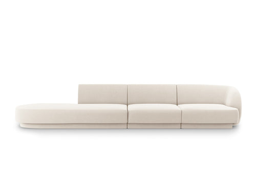 Micadoni linker bank Miley 4-zits, flueel, lichtbeige - 90x323x70cm