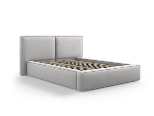 Micadoni Opbergbed met hoofdeinde Jodie 140x200cm, structurele stof, lichtgrijs - 228x194x108cm