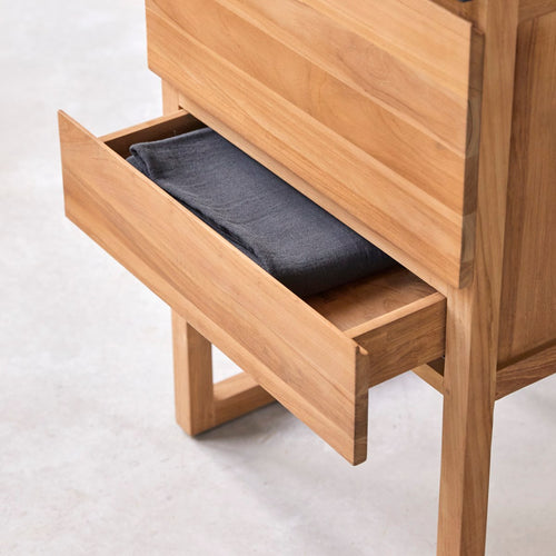 Tikamoon Badkamermeubel van massief teakhout en keramiek 60 cm - Naturel - vtwonen shop