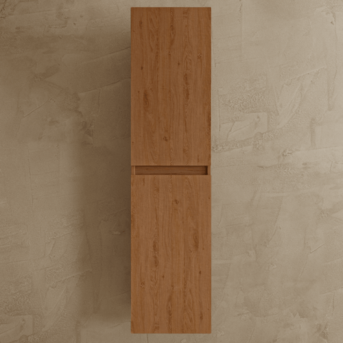 LOMAZOO badmeubelset Verona - met hoge kast & witte wastafel - warm eiken - 60 cm