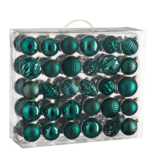 Mica Decorations Kerstballen Set - 60 Stuks - Ø7 cm - Onbreekbaar - Petrol