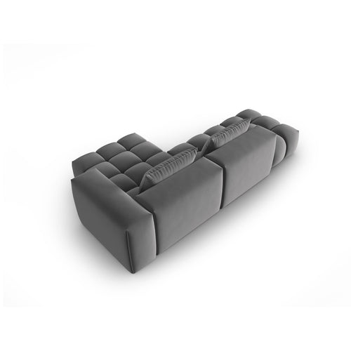 Cosmopolitan Design - Modulaire hoekbank rechts Verona 4-zits, flueel warm grijs - 145x265x70cm