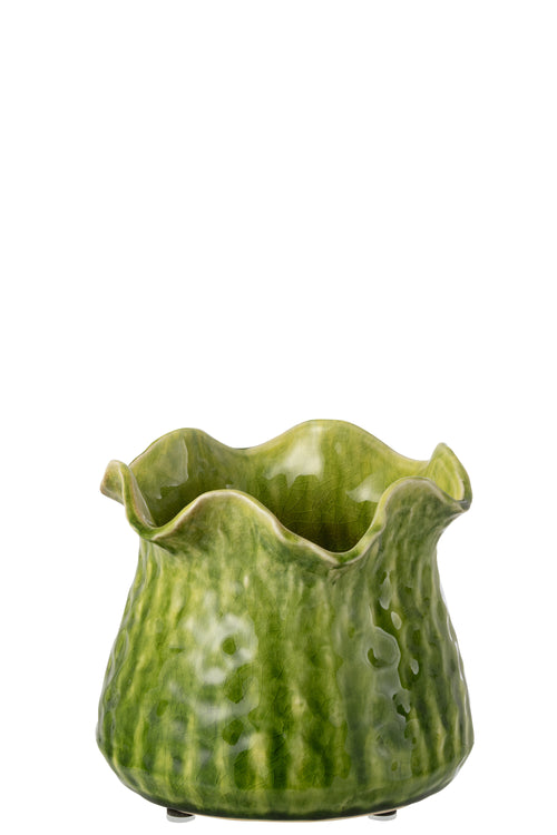 J-Line bloempot Ronny Onregelmatig - keramiek - groen - large