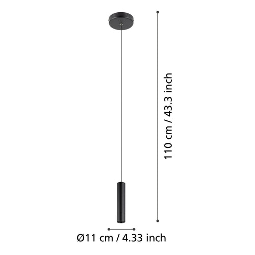 EGLO hanglamp Almudaina - led - 4 cm - zwart - dimbaar - staal