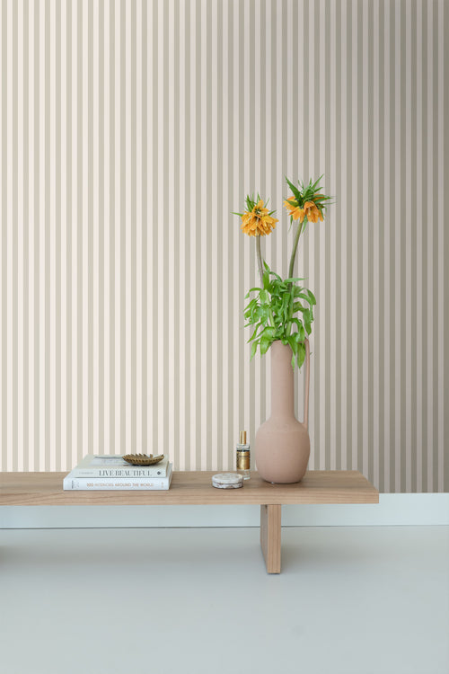 ESTAhome behang strepen zand beige - 53 cm x 10.05 m - 130955