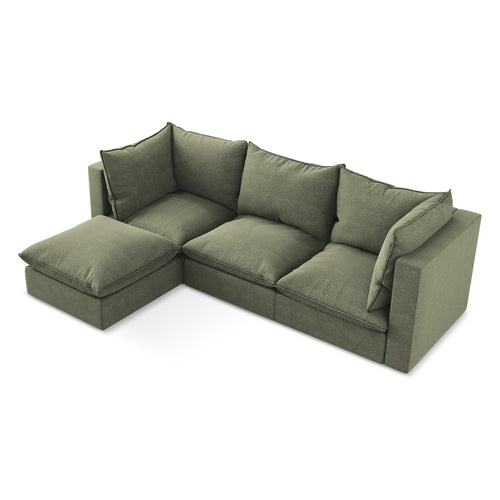 LaMiaSofa hoekbank links Ravenna - bouclé - olijf - 255x165x77