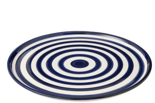 J-Line bord Granada Stripes - keramiek - wit/blauw - vtwonen shop