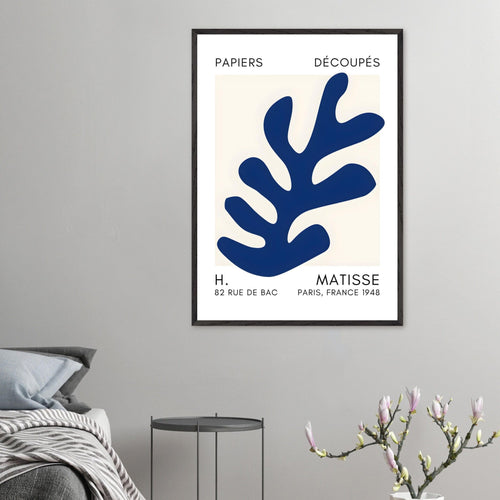 Artfulprints Poster Matisse – Ocean petals navy blue II   - 70x100 cm - Blauw
