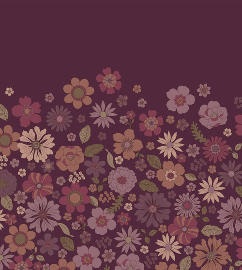 ESTAhome fotobehang retro bloemen mauve paars - 2.5 x 2.79 m - 159590