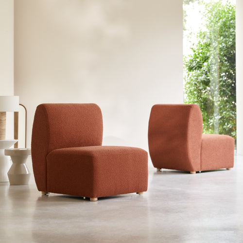 Tikamoon Modulaire fauteuil van massief acaciahout en terracotta stof - Terracotta - vtwonen shop