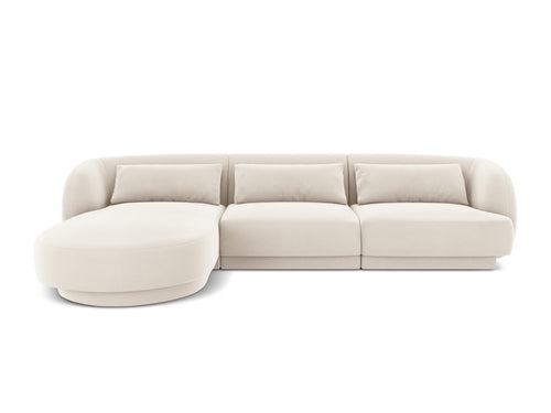 Cosmopolitan Design linker hoekbank Tulum 4-zits, flueel, lichtbeige - 156x255x70cm