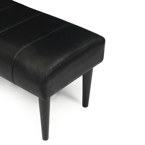 Furnhouse bankje Athea - Zwart - Leer - 50x92x48