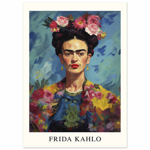 Artfulprints  Frida Kahlo - Painted floral portrait   poster 50x70 cm - vtwonen shop