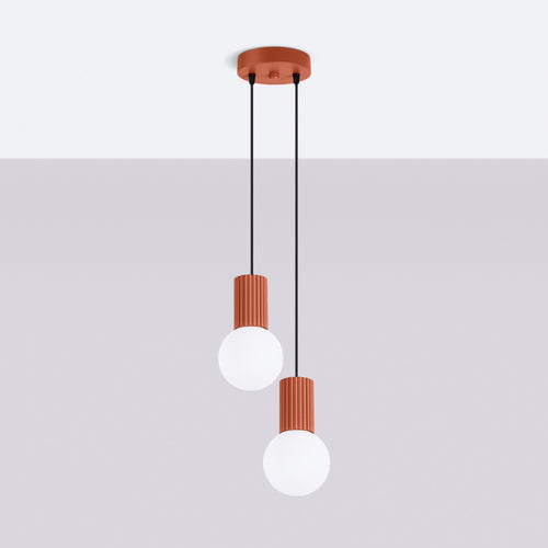 Sollux Lighting Hanglamp HALO 2P rode oker - 15x15x120cm