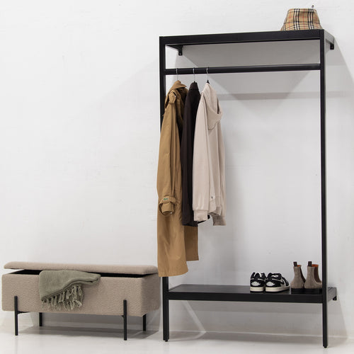 Giga Meubel Kapstok Manoué - Zwart - Metaal - 100x40x185cm - vtwonen shop