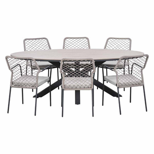 Garden Impressions Tuinset Ross 7-delig - Tulli tuintafel ovaal 220x115 cm