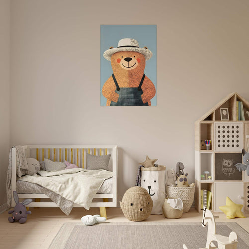 Artfulprints Poster Beer op de boerderij   - 50x70 cm - Bruin