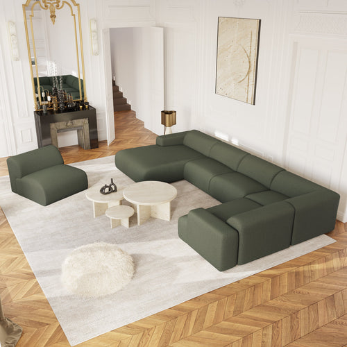 Sia Home - Panoramische bank MYRA - kruisbinding olijfgroen 354cm