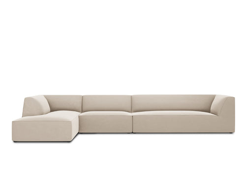 Micadoni linker hoekbank Ruby 5-zits, flueel, beige - 180x366x69cm