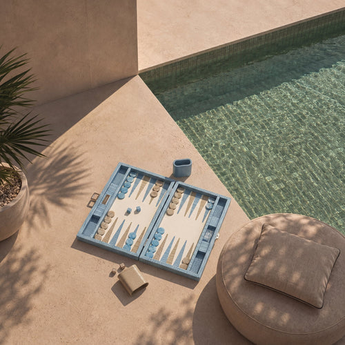 Premium Interiors - Backgammon - Gemiddeld BACKGAMMON - leer rivierablauw 38cm