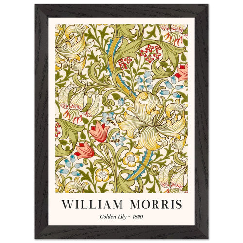 Artfulprints Poster met Lijst William Morris - Golden lilly 1890   - A4 21x29.7 cm - Groen