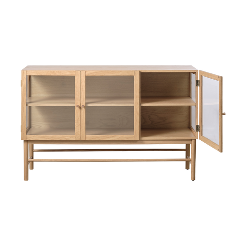 Olivine Boris Eikenhouten Dressoir met Glazen Deuren - B 140 - Naturel - vtwonen shop