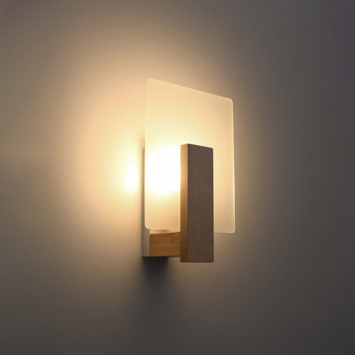 Sollux Lighting Wandlamp LAPPO naturel hout - 16x12x30,5cm