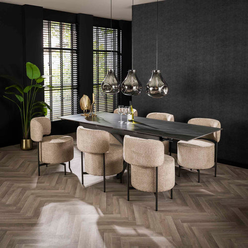 Giga Meubel Eetkamerstoel Cocktail - Zand Bouclé - Draaibaar - Set van 2 - vtwonen shop