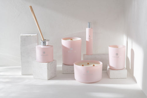 J-Line geurkaars Excellent - Rose Champagne - glas - roze – large - 40U