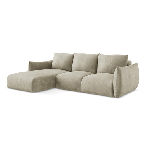 LaMiaSofa hoekbank links Savona - chenille stof - beige - 242x162x90
