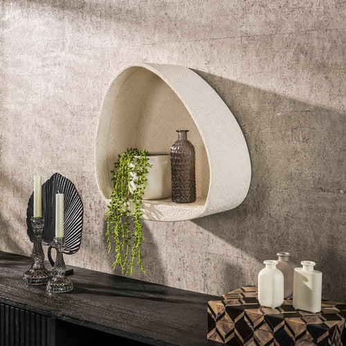 Giga Meubel Wandschap Stone Driehoek - Wit Marmer - 42x21x45cm
